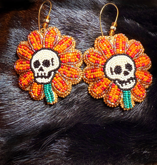 Skully sisters; flower Child earrings