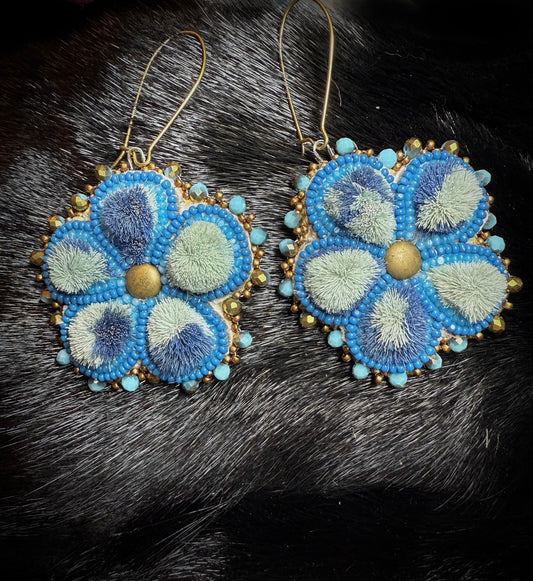 The Sage Blues; Caribou tufted earrings