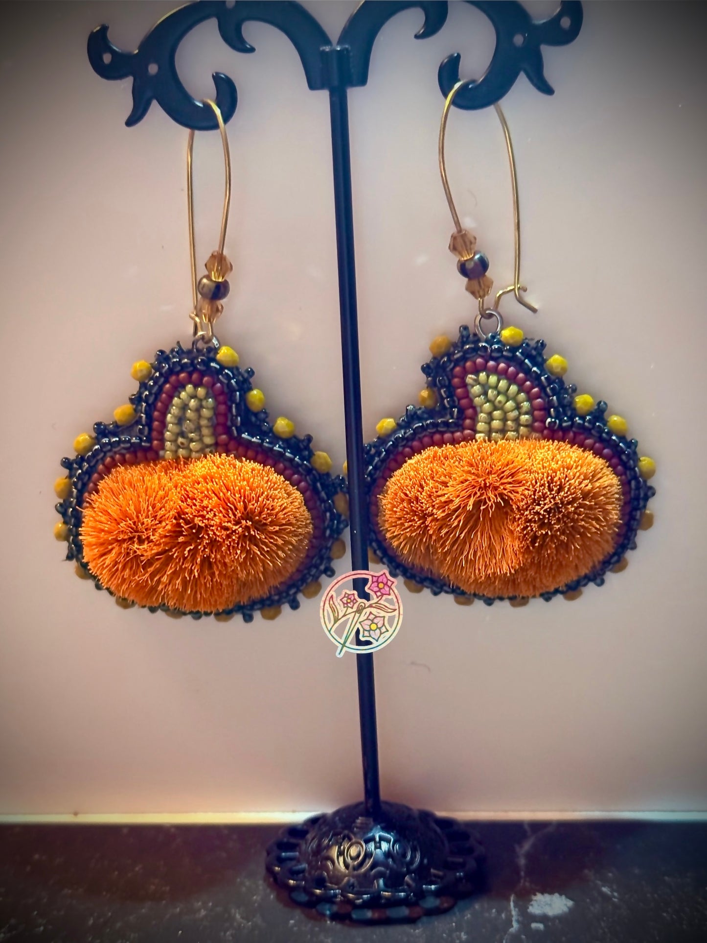 Pumpkin tuft earrings
