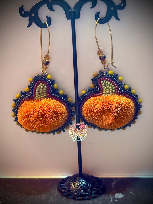 Pumpkin tuft earrings