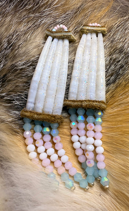 Trans pride Dentalium shell earrings 🏳️‍⚧️